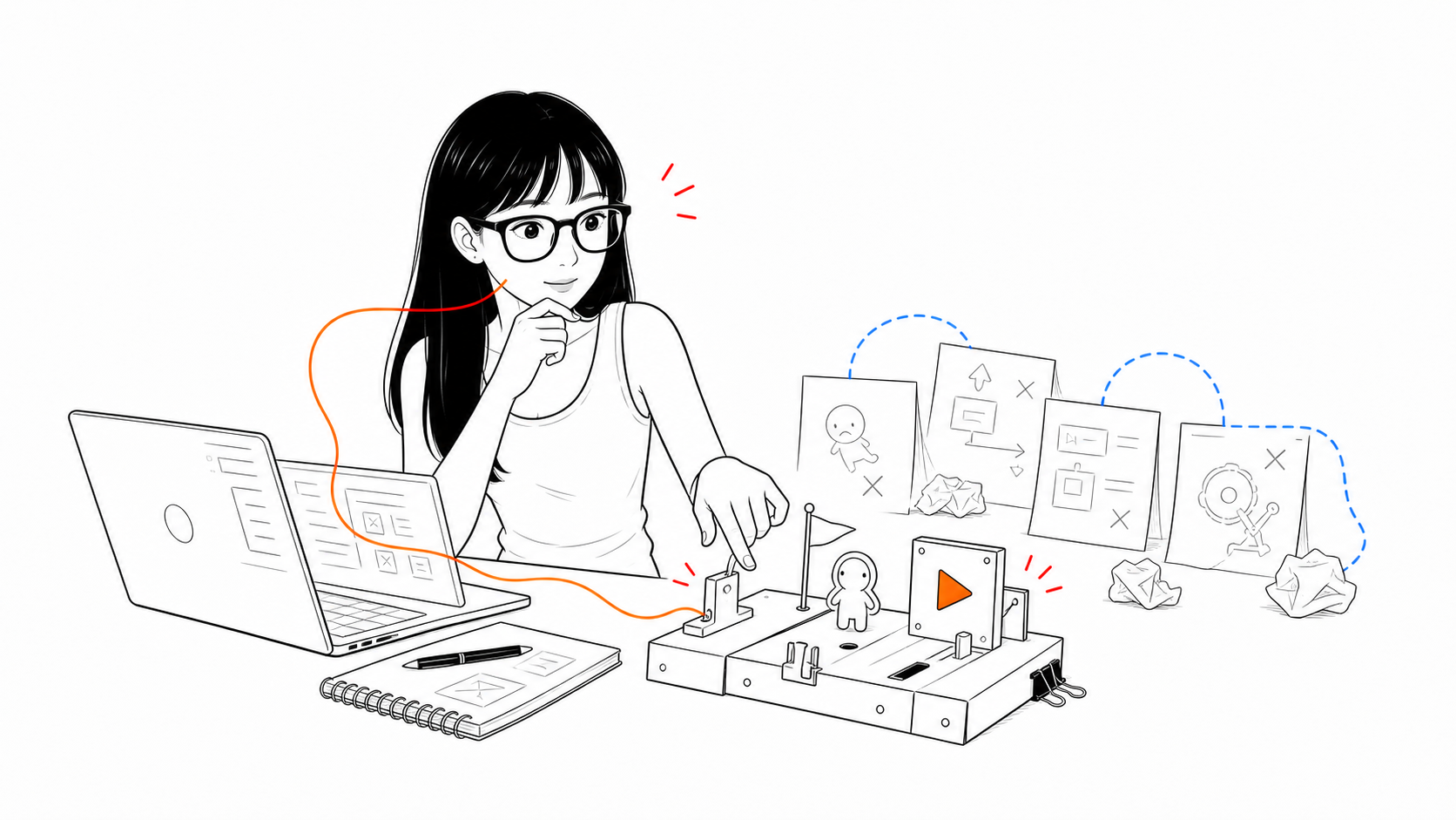 AIとVibe Codingを試している様子のイラスト